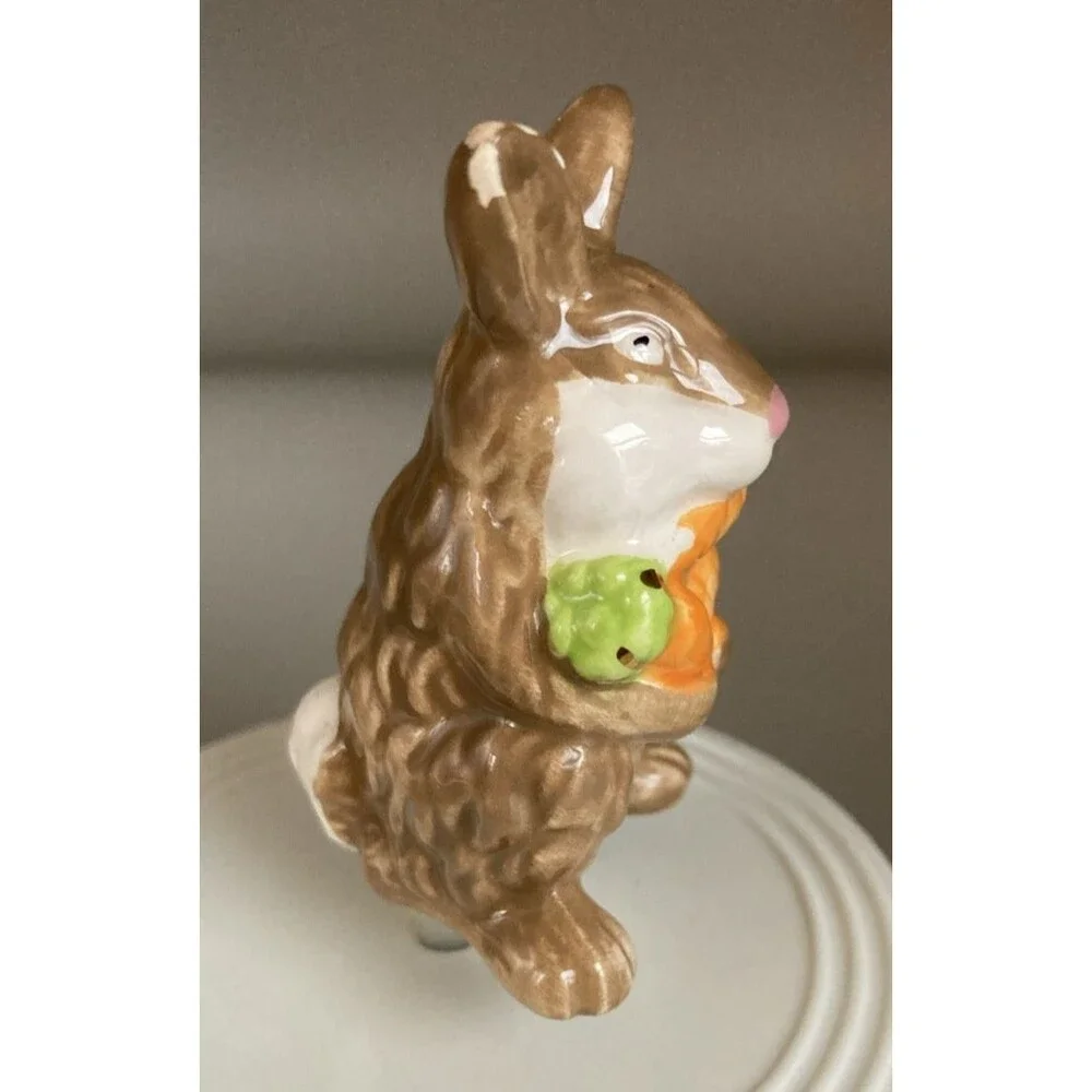 Nora Fleming Ceramic Mini Easter Bunny Rabbit w/Carrots Flawed -Lid Not Included